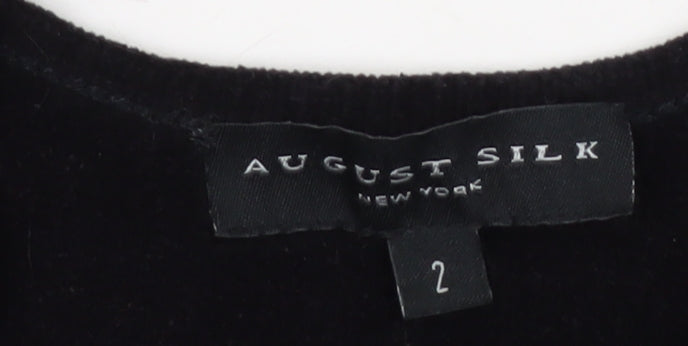 Brand and care label for August Silk Women's Black Camisole Tank Top, size 2