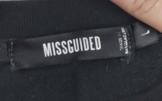 Missguided Women's Black Pullover Jumper, Regular Fit, Graphic Design