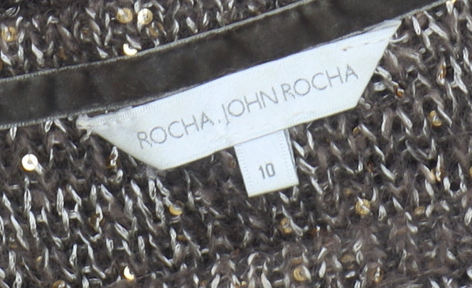 Rocha John Rocha Women's Brown Sequin Pullover Jumper Size 10