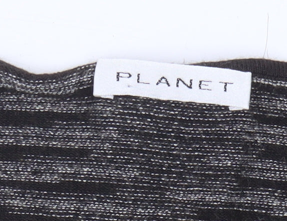 Planet Women's Black Striped V-Neck Jumper L Plus