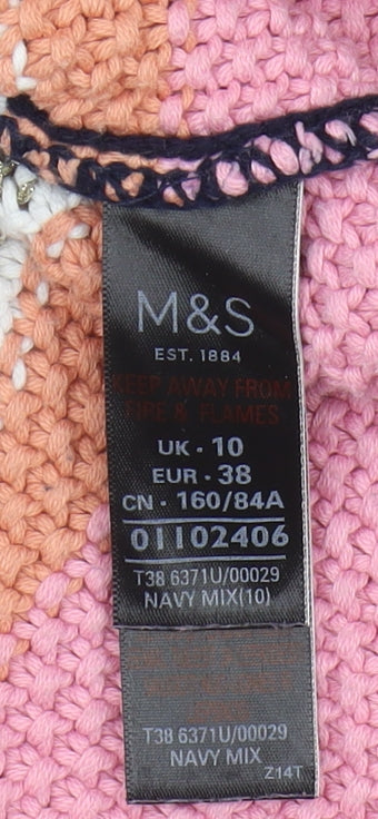 Marks & Spencer Women's Multicoloured Striped Pullover Jumper Size 10