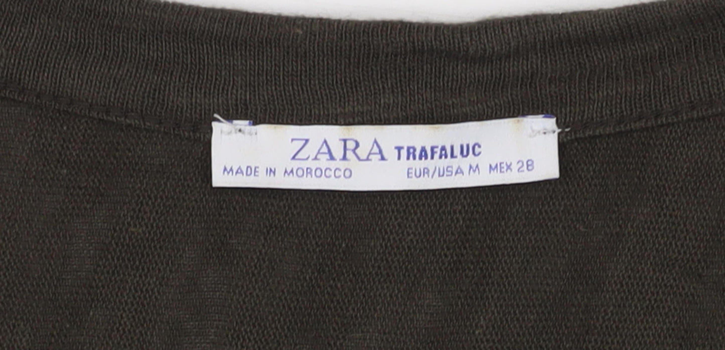 Zara Women's Green Wrap Blouse Size M with Buckle