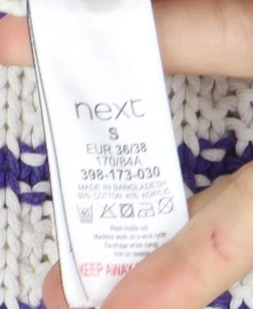 Next Women's Purple Ivory Striped Pullover Jumper S
