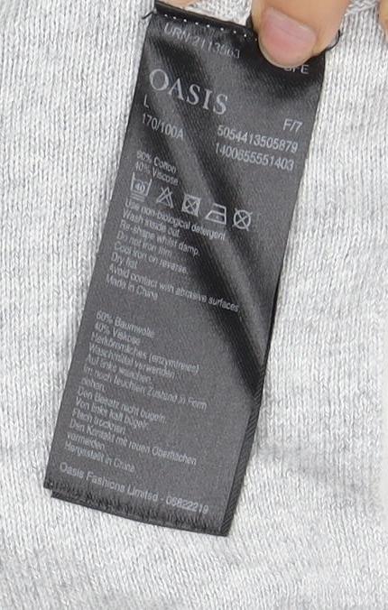 Oasis Women's Grey Pullover Jumper, Size 14, Beaded Accent