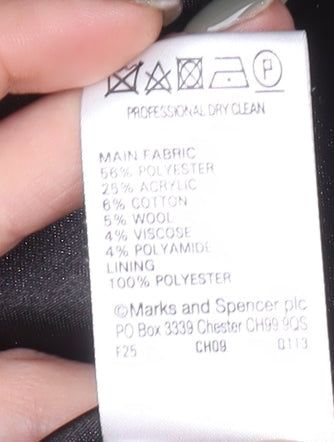 Marks & Spencer Women's Black Check Coat Size 14