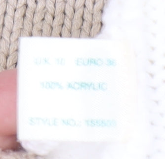 Kaliko Women's Beige Striped Roll Neck Jumper Size 10