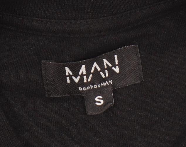 boohooMAN Black Crew Neck Men's T-Shirt, Size S