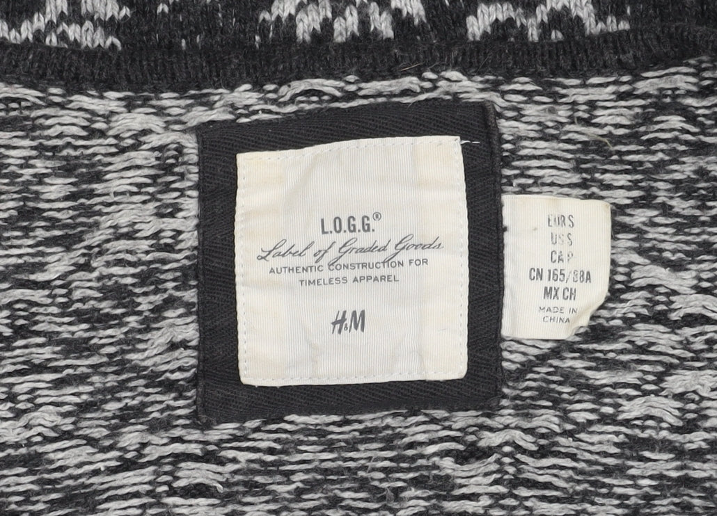 H&M Women's L Black Geometric Knit Jumper