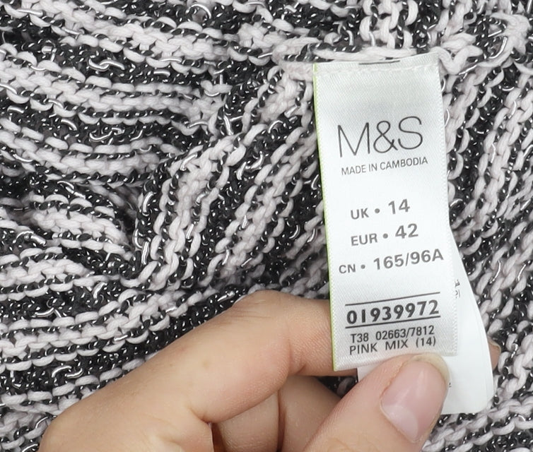 Marks & Spencer Women's Pink Striped Jumper, Size 14