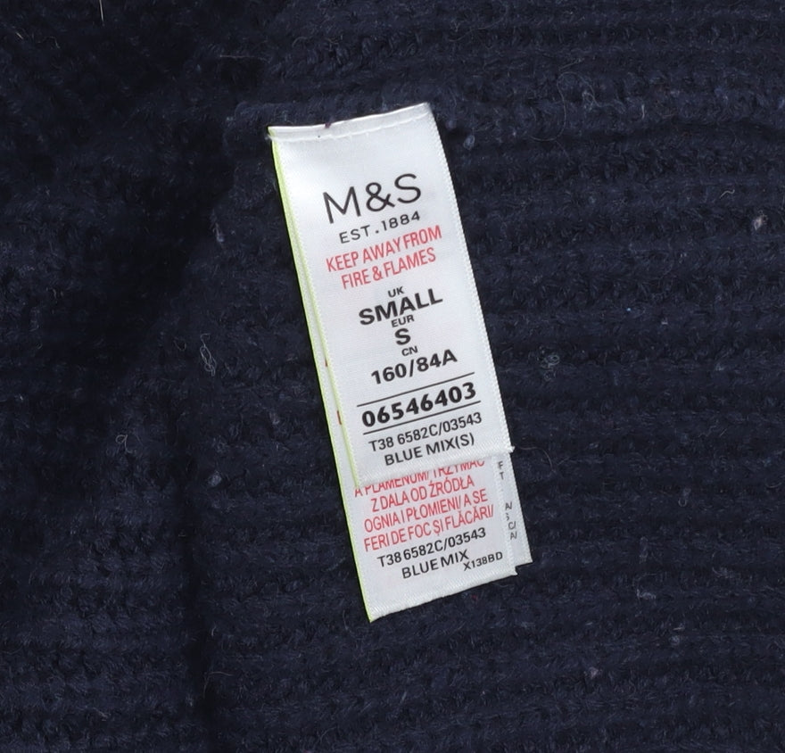 Marks & Spencer Women's Blue High Neck Pullover Jumper S