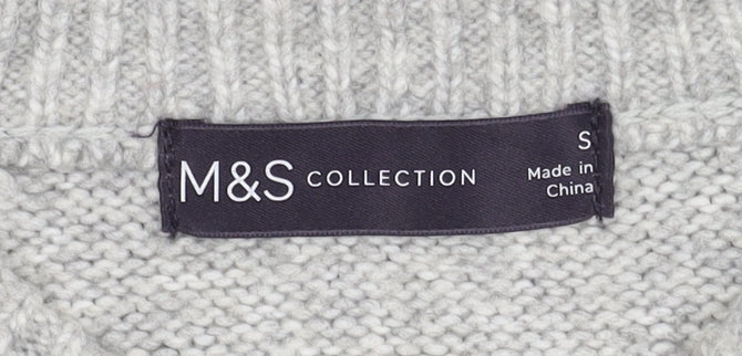 Marks & Spencer Women’s Grey Cable-Knit Jumper, S