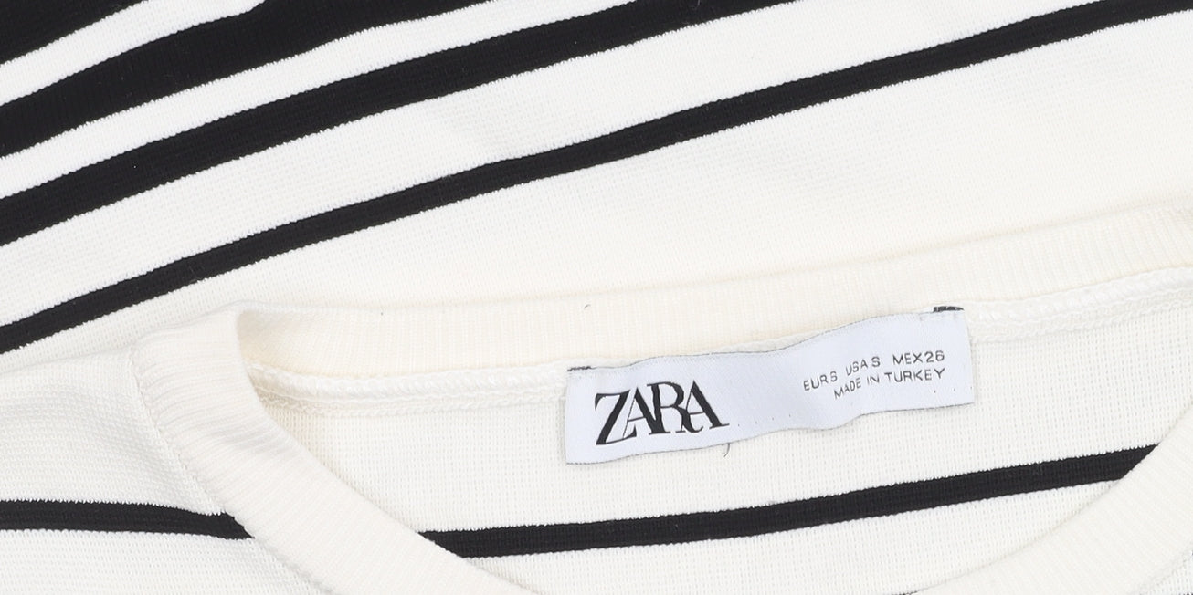 Zara Women's Black White Striped Pullover Jumper, UK 10