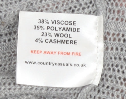 Country Casuals Women's Grey Cardigan, XL, Round Neck Knit