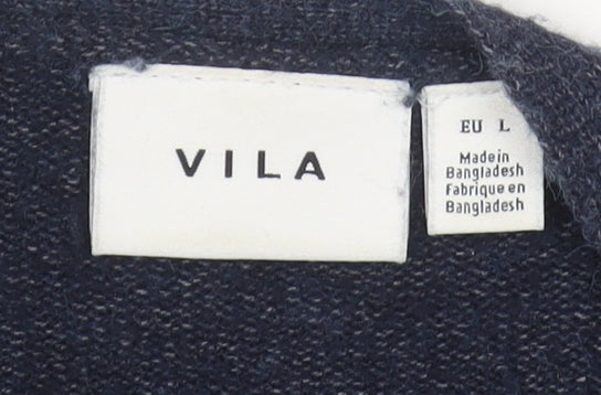 VILA Women's Blue Cardigan - Size L, Casual Long Sleeve