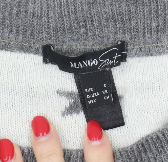 Mango Women's Grey Star Print Jumper, Size 8 Pullover
