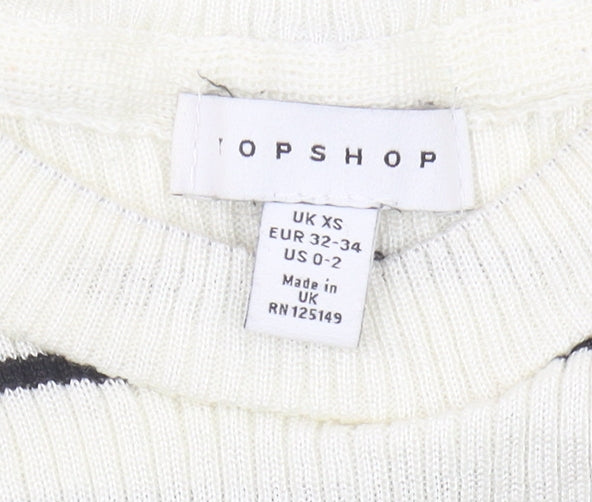 Topshop Women's Black & White Striped Pullover XS