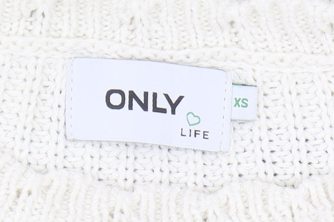 Only Women's XS Striped Pullover Jumper White