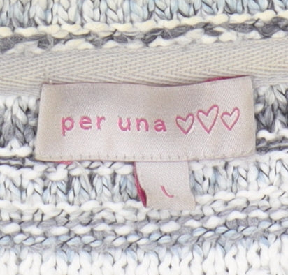Marks & Spencer Women's Grey Striped Cardigan L