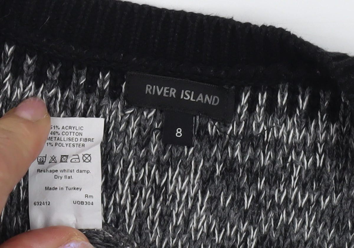 River Island Women's Black Striped Knit Jumper Size 8
