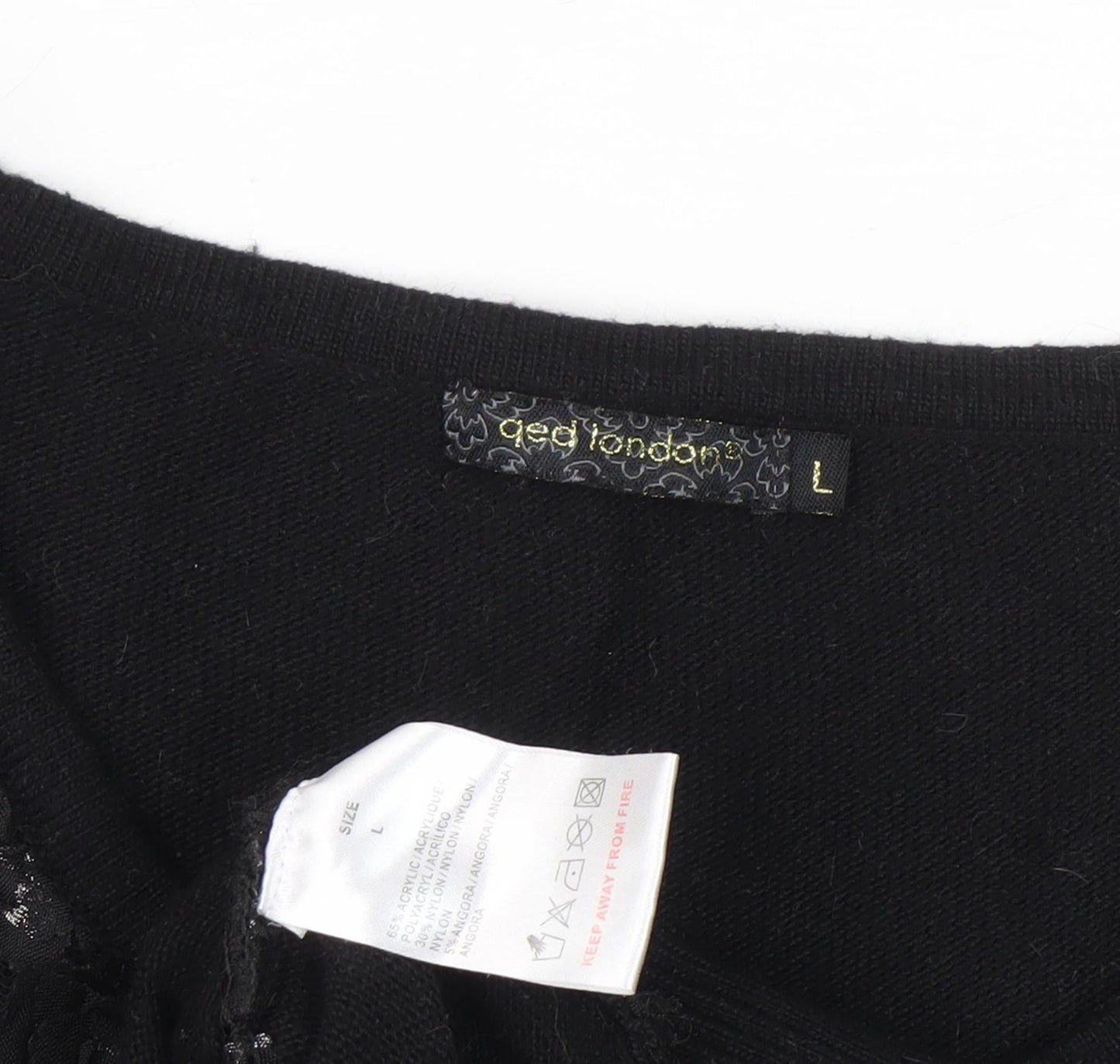 QED London Women's Black Floral Pullover Jumper, Size L