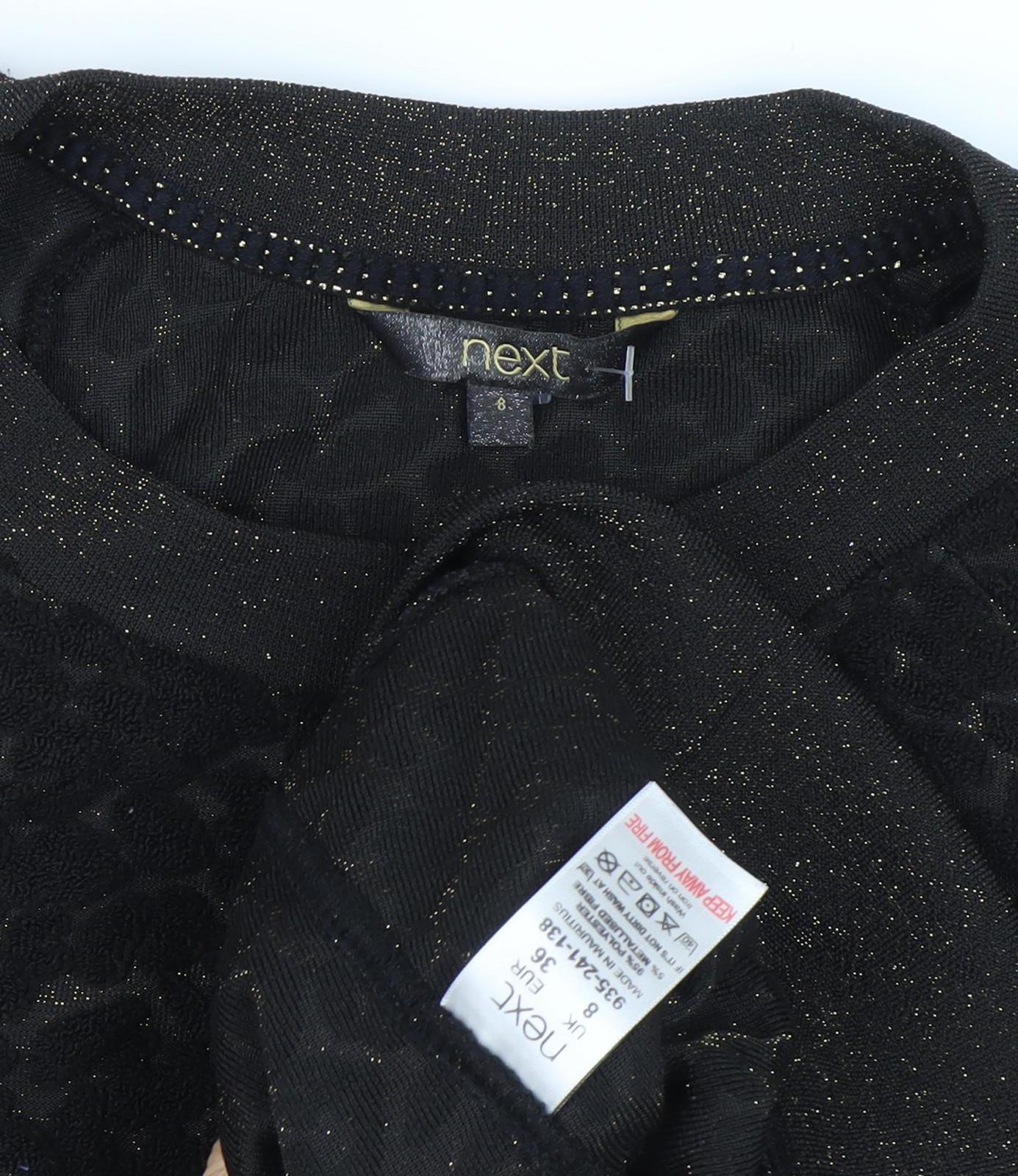 Next Women's Black Pullover Jumper, Size 8, Animal Print