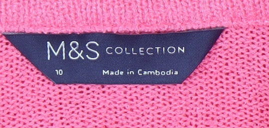 Marks & Spencer Women's Pink Polo Shirt - Size 10
