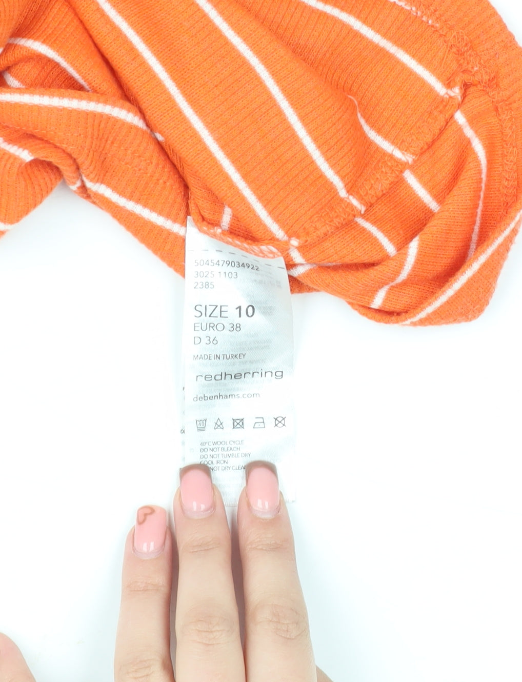 Red Herring Women's Orange Striped T-Shirt Size 10