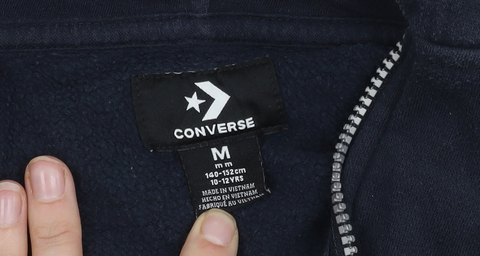 Additional view of Converse boys’ black hooded jacket, size 10-12, full zip, casual