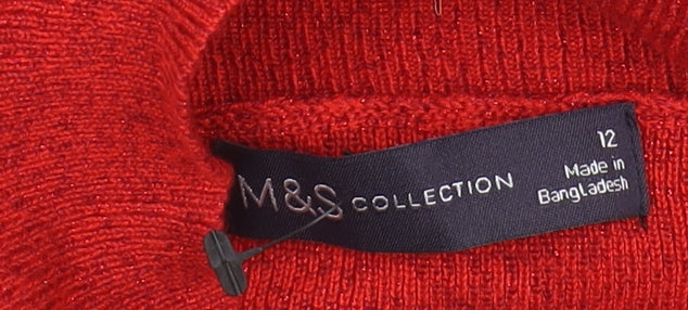 Marks & Spencer Women's Red Pullover Jumper High Neck