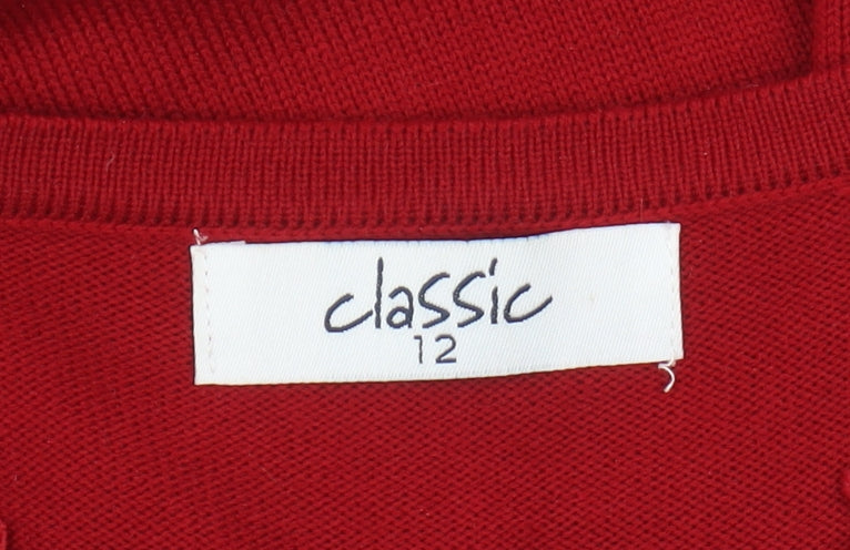 Classics Women's Red V-Neck Pullover Jumper Size 12