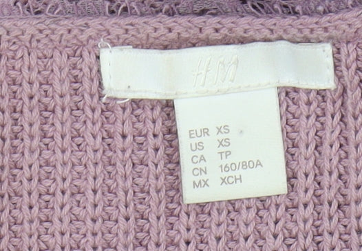 H&M Women's Purple Lace V-Neck Cotton Pullover Jumper XS