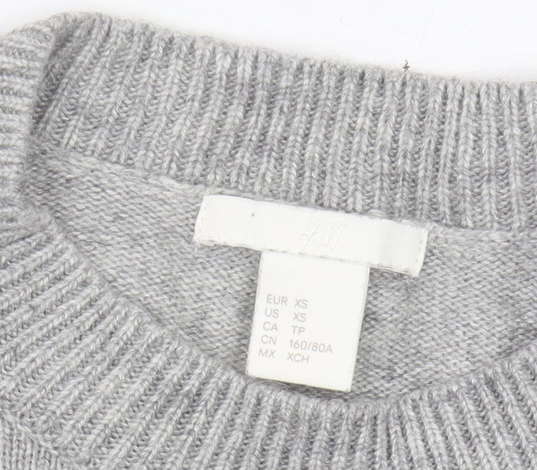 H&M Women's Grey Sequin Dog Christmas Jumper XS
