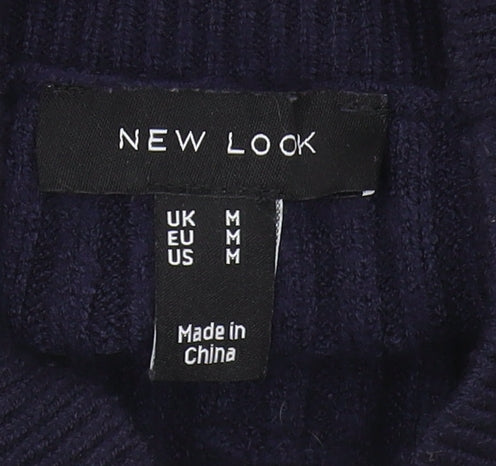 New Look Women's Blue Mock Neck Pullover Jumper M