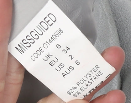 Missguided Women's Grey Cropped Biker Jacket Size 6