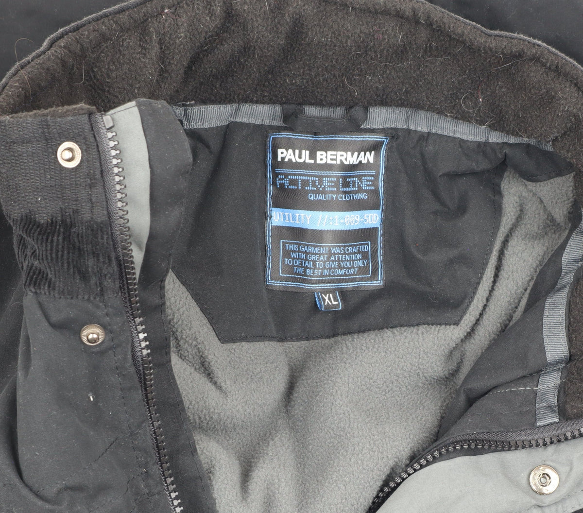 Paul Berman Men's Black XL Jacket with Zipped Pockets