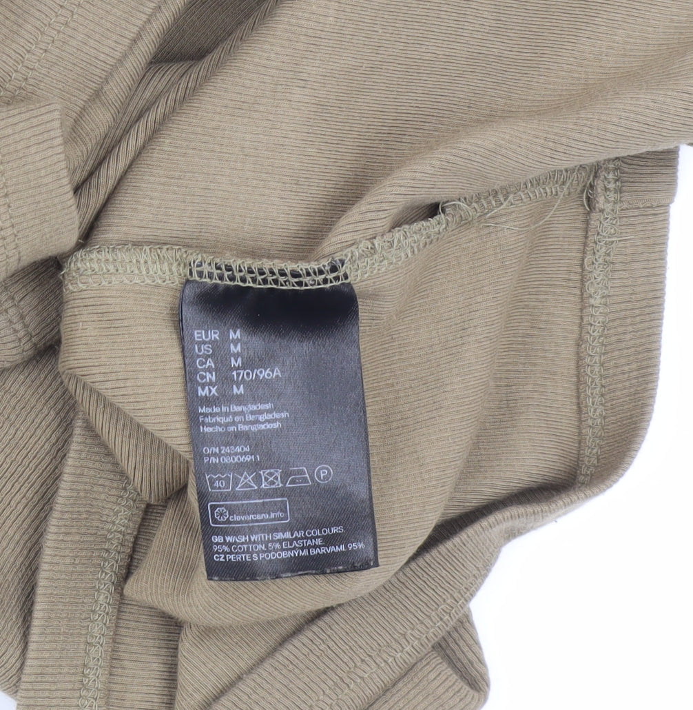 Women's Beige Basic Crew Neck T-Shirt