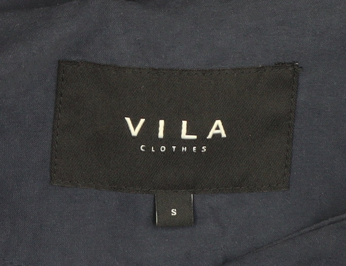 Vila Women's Blue Belted Trench Coat Size S