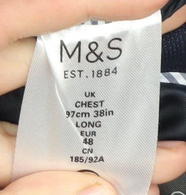 Marks & Spencer Men's Blue Blazer, Size 38L Formal