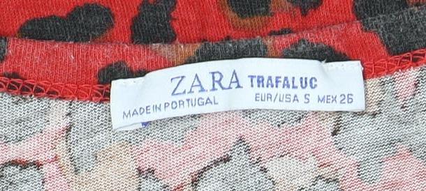 Zara Women's Multicoloured Animal Print T-Shirt Size 8