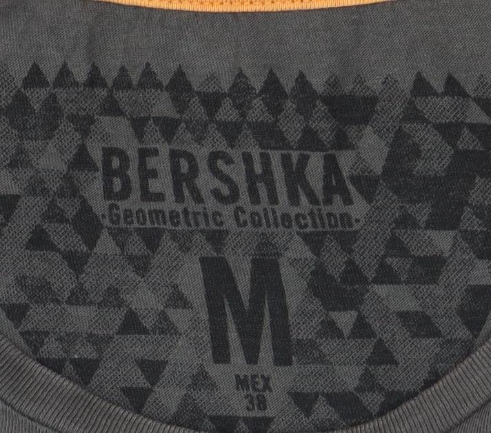 Bershka Men's Geometric Print T-Shirt, M Multicoloured