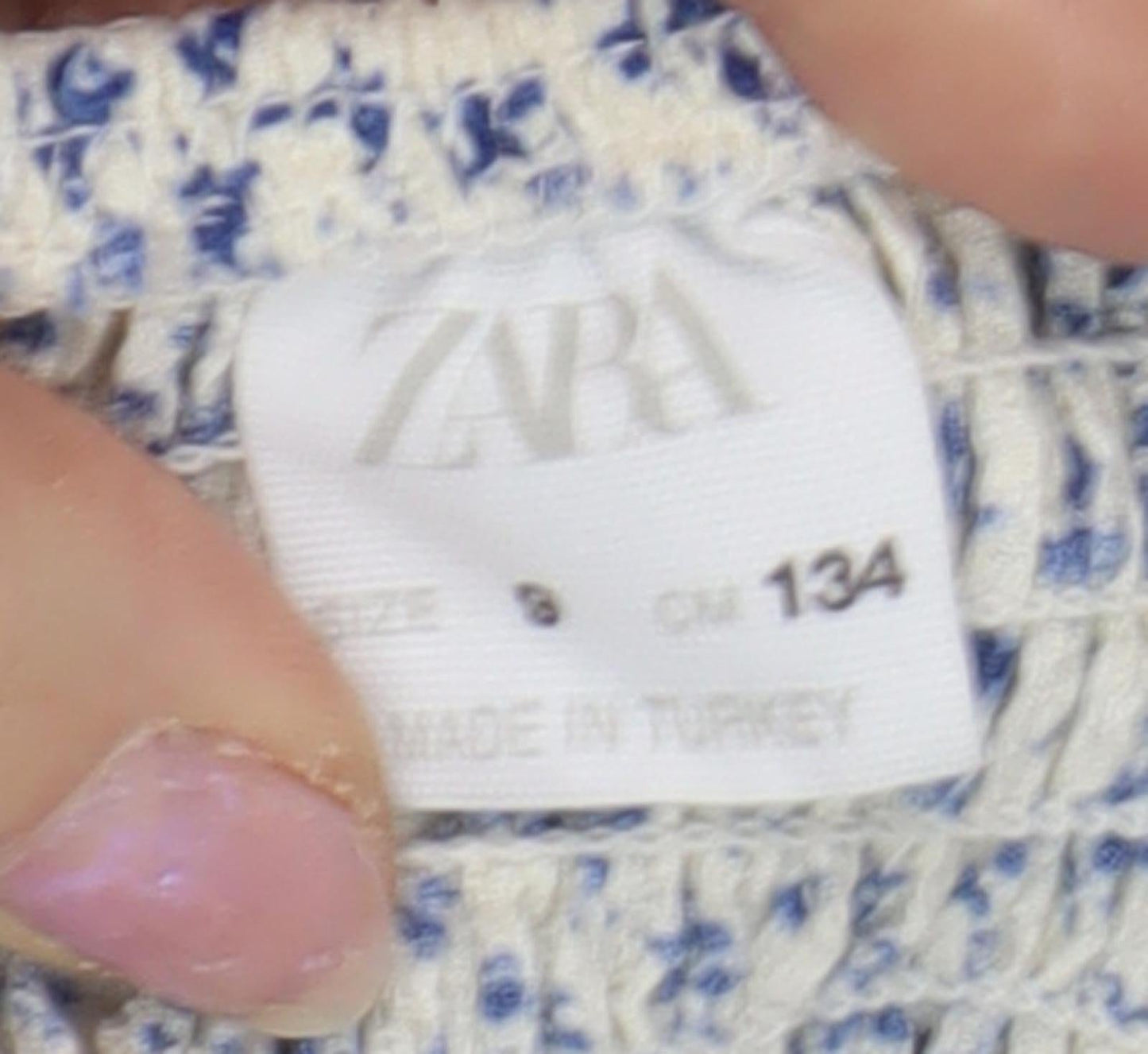 Zara Girls White Blue Floral Mini Skirt, Size 9 Years