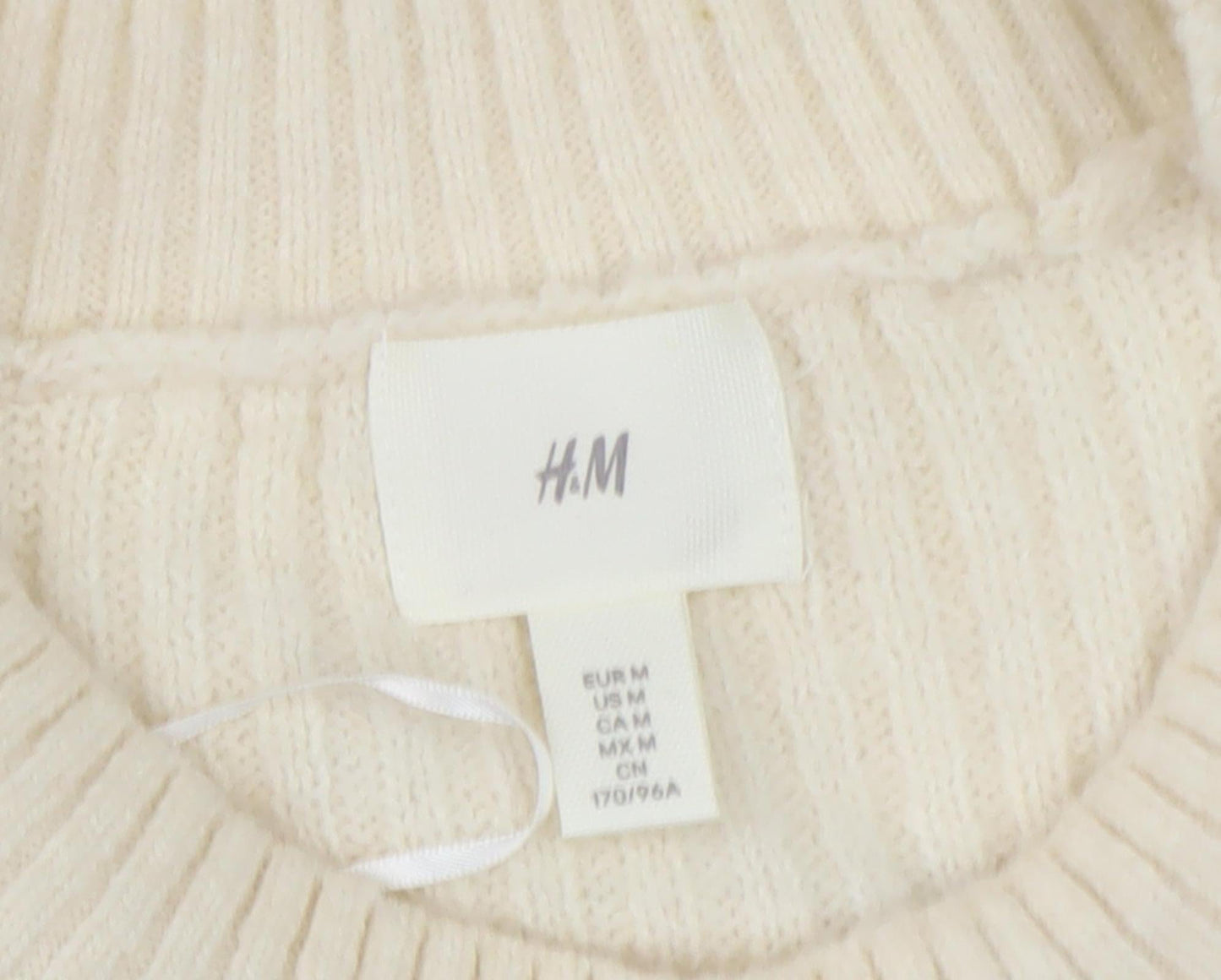 H&M Women's Ivory Striped Medium Pullover Jumper