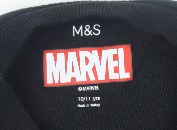Marks & Spencer Marvel Boys Black Graphic Sweatshirt 10-11 Years
