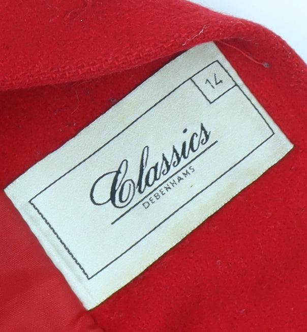 Debenhams Women's Red Wool Coat Size 14 Buttoned