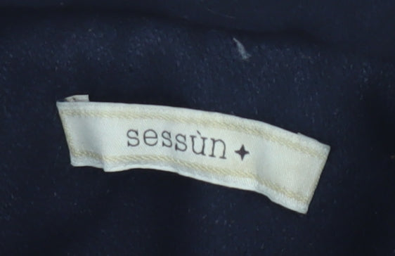 Sessùn Men's Black Wool Overcoat Size S