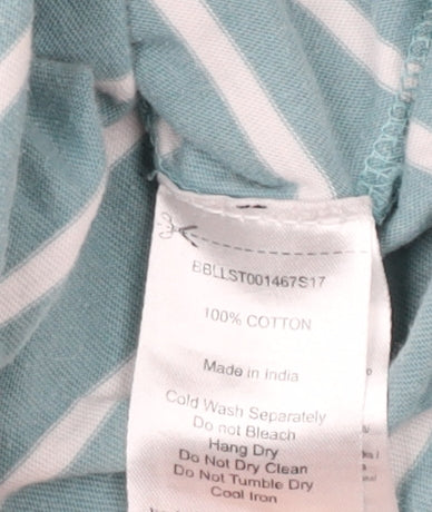Brakeburn Women's Blue Striped Henley T-Shirt Size 10