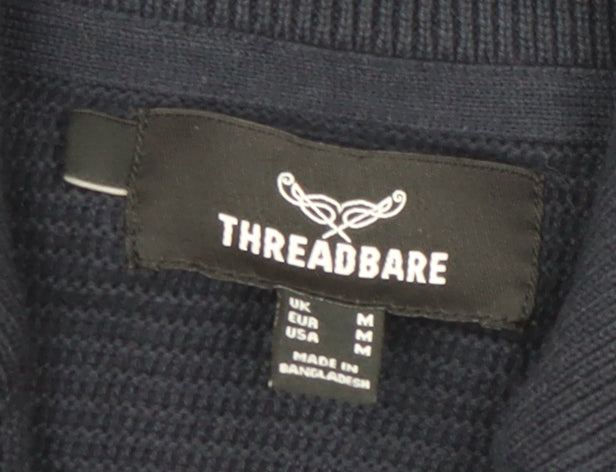 Threadbare Men's Black Medium Knit Full Zip Jacket