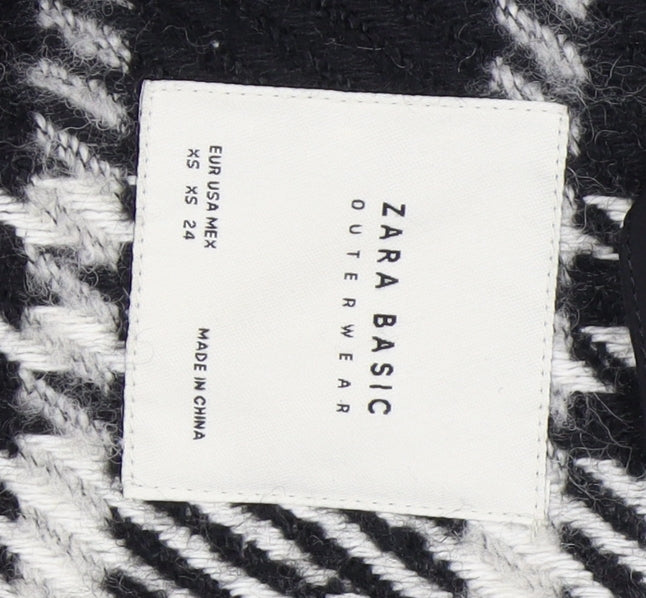 Zara Basic Women’s Black White Check Overcoat XS