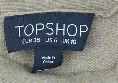 Topshop Women Brown Striped Pullover Jumper Size 10