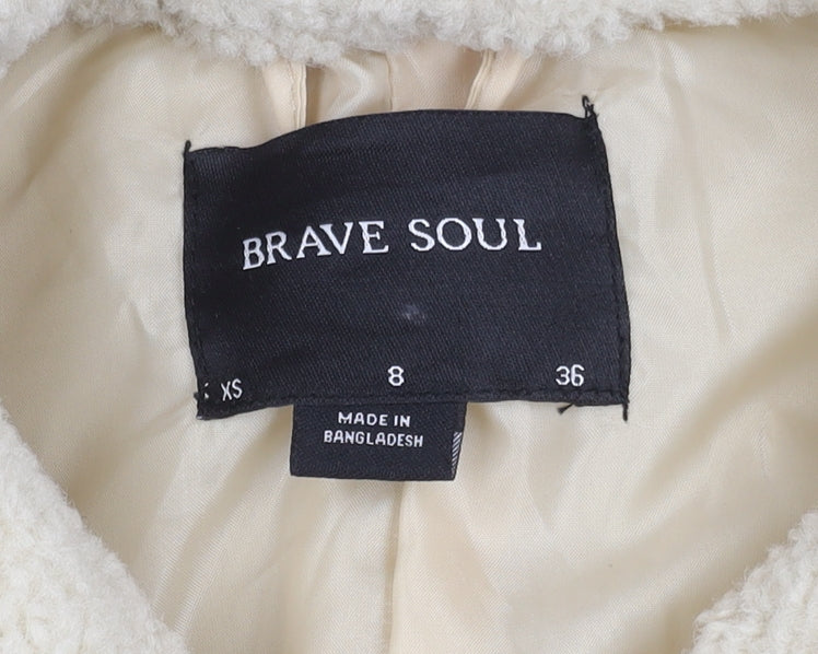 Brave Soul Women's Beige Long Sleeve Teddy Jacket XS